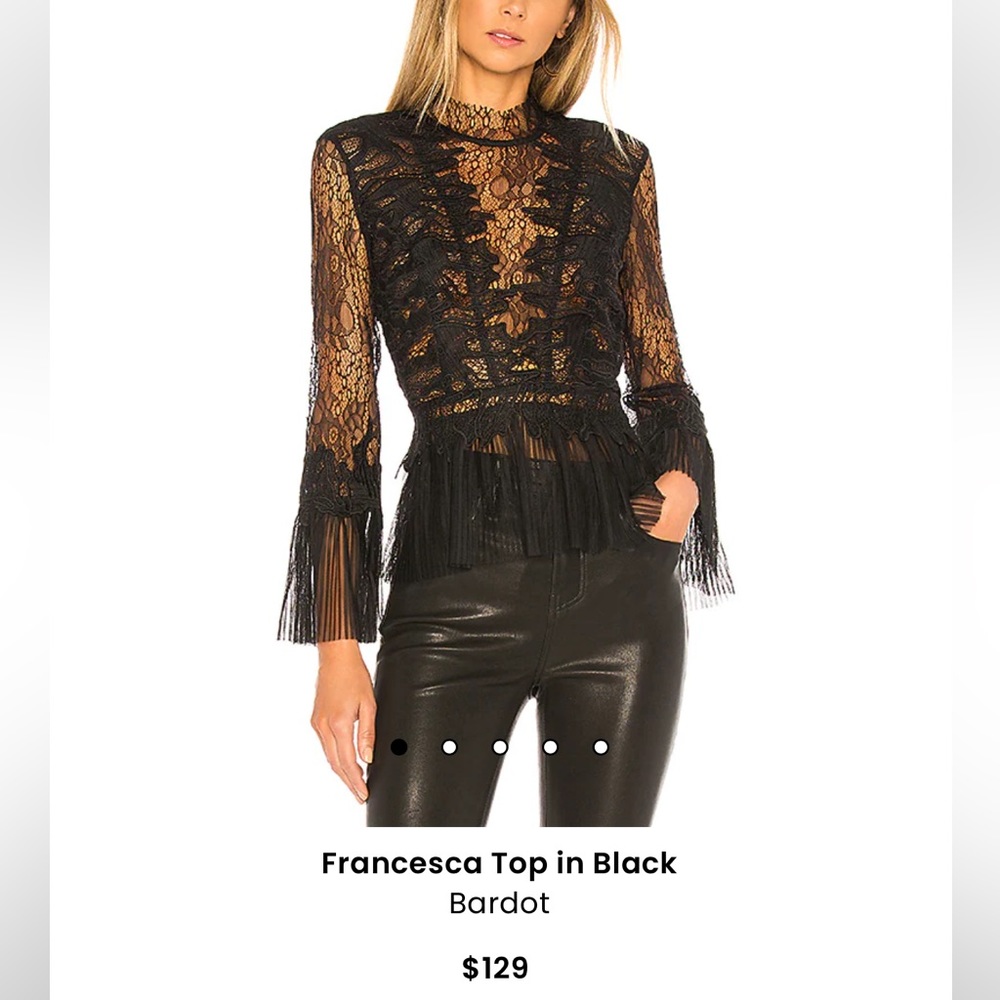 Bardot black Francesca lace peplum top size 10